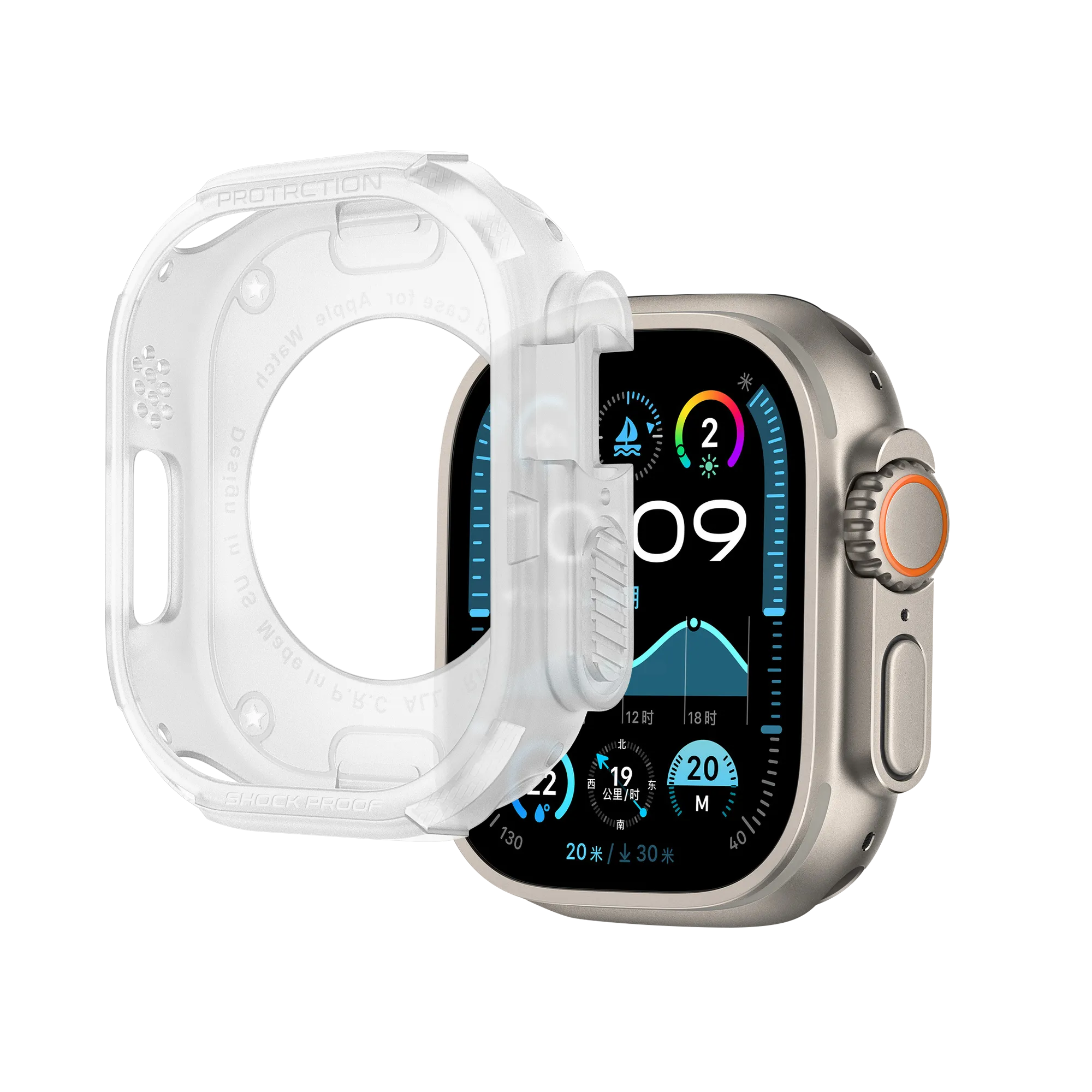 Bandz Apple Watch Ultra - 49mm robustes TPU-Hülle (Transparent)