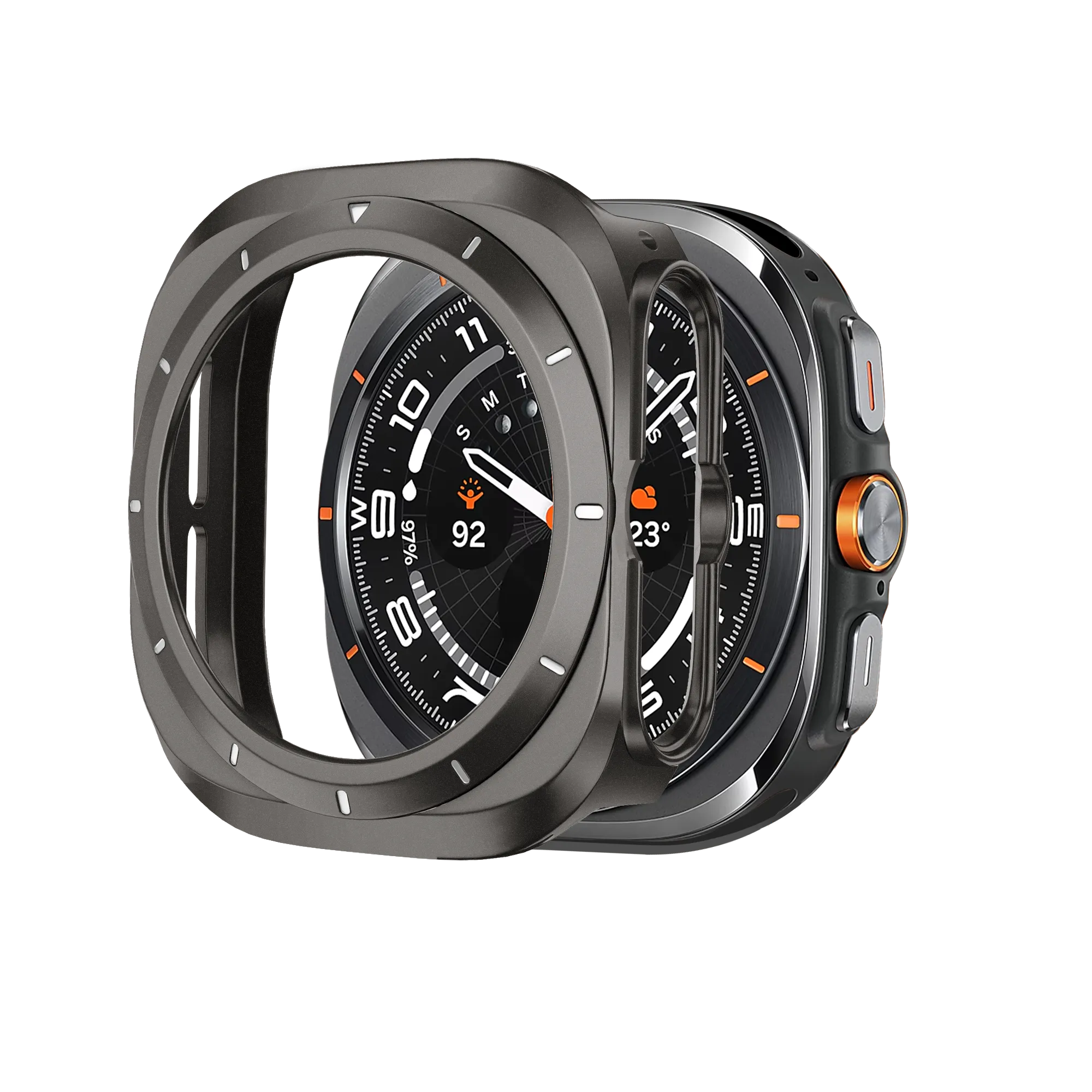 Bandz Samsung Galaxy Watch Ultra Bezel PC Case (Titanium Grey with White)