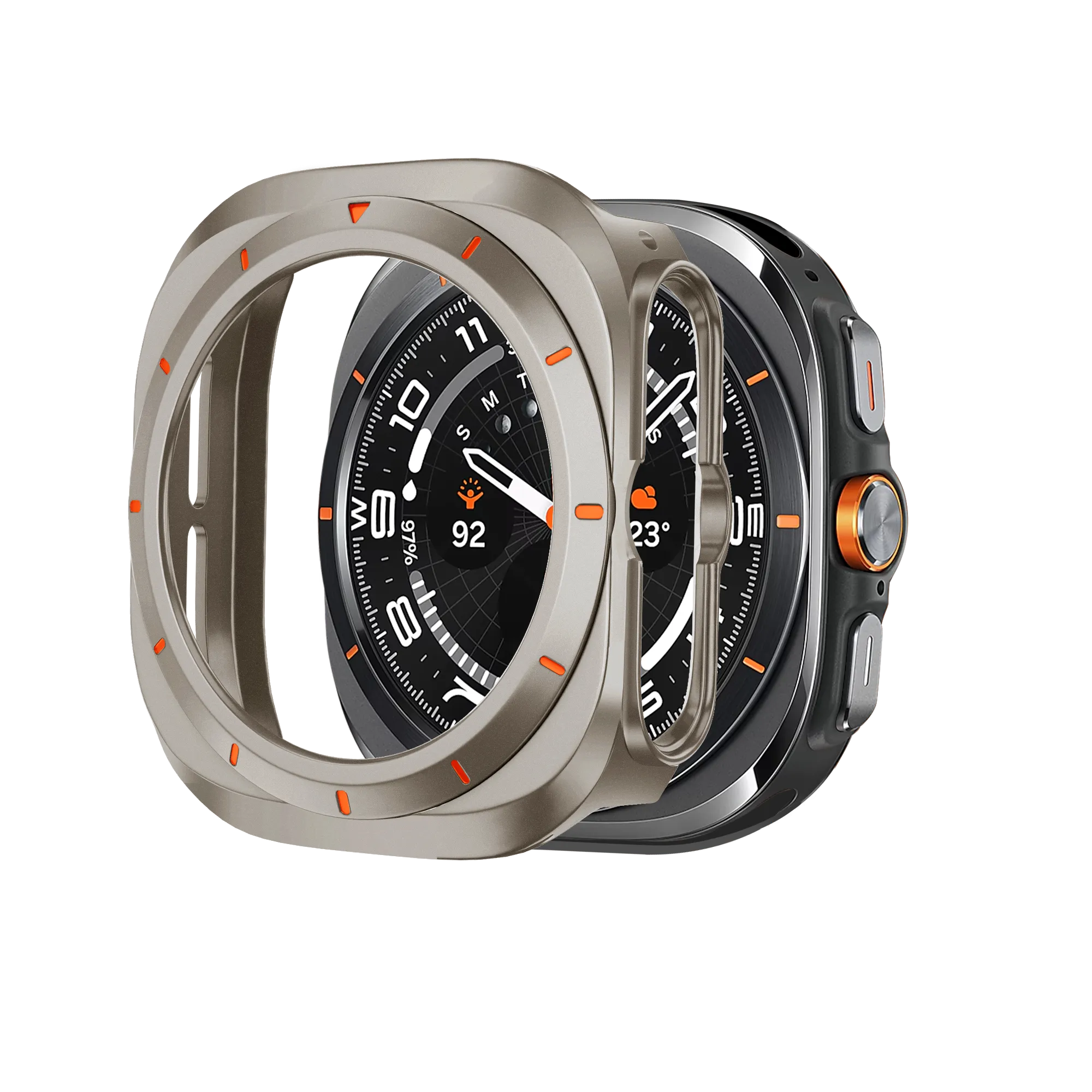 Bandz Samsung Galaxy Watch Ultra Bezel PC Hülle (Titan mit Orange)