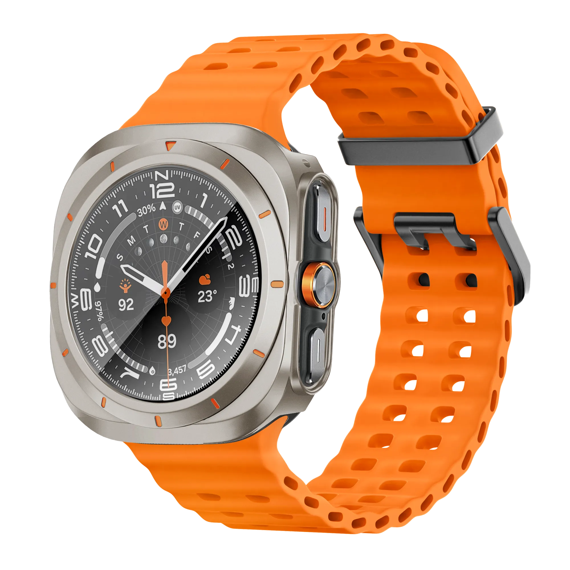 Bandz Samsung Galaxy Watch Ultra Bezel PC Hülle (Titan mit Orange)