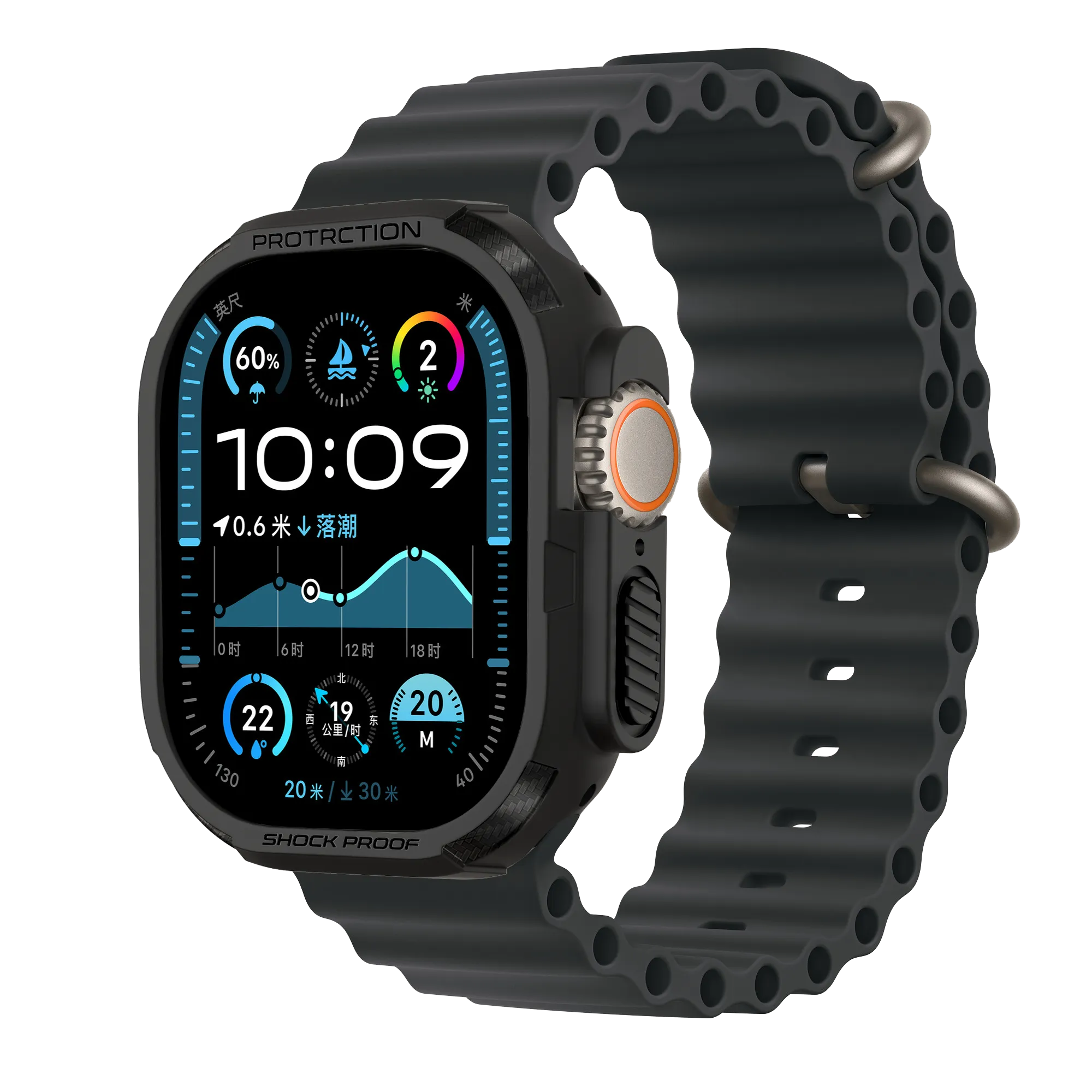 Bandz Apple Watch Ultra - 49mm robustes TPU-Hülle (Schwarz)