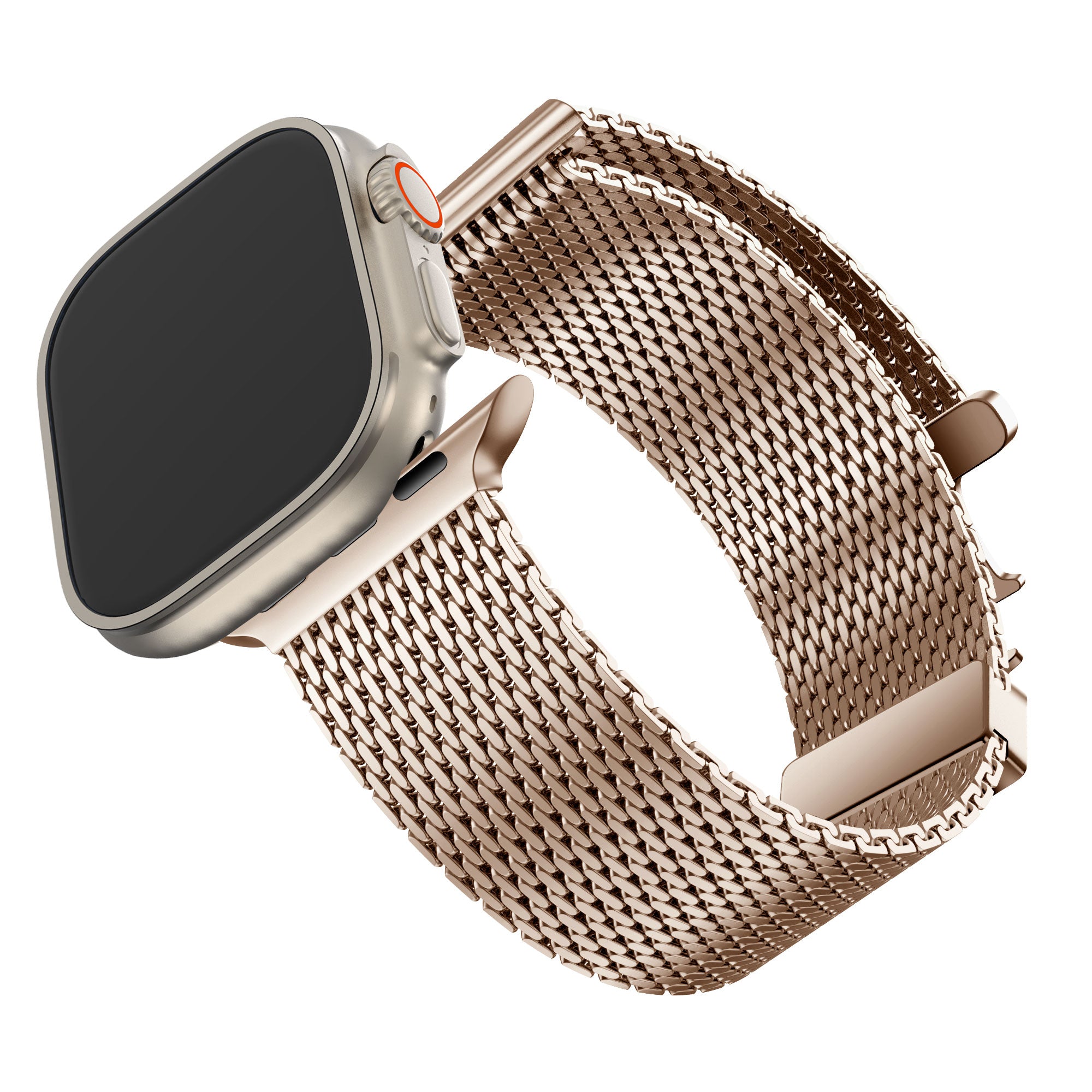 Bandz Apple Watch Ultra Milanese Looparmband mit P-Schnalle (Roségold)