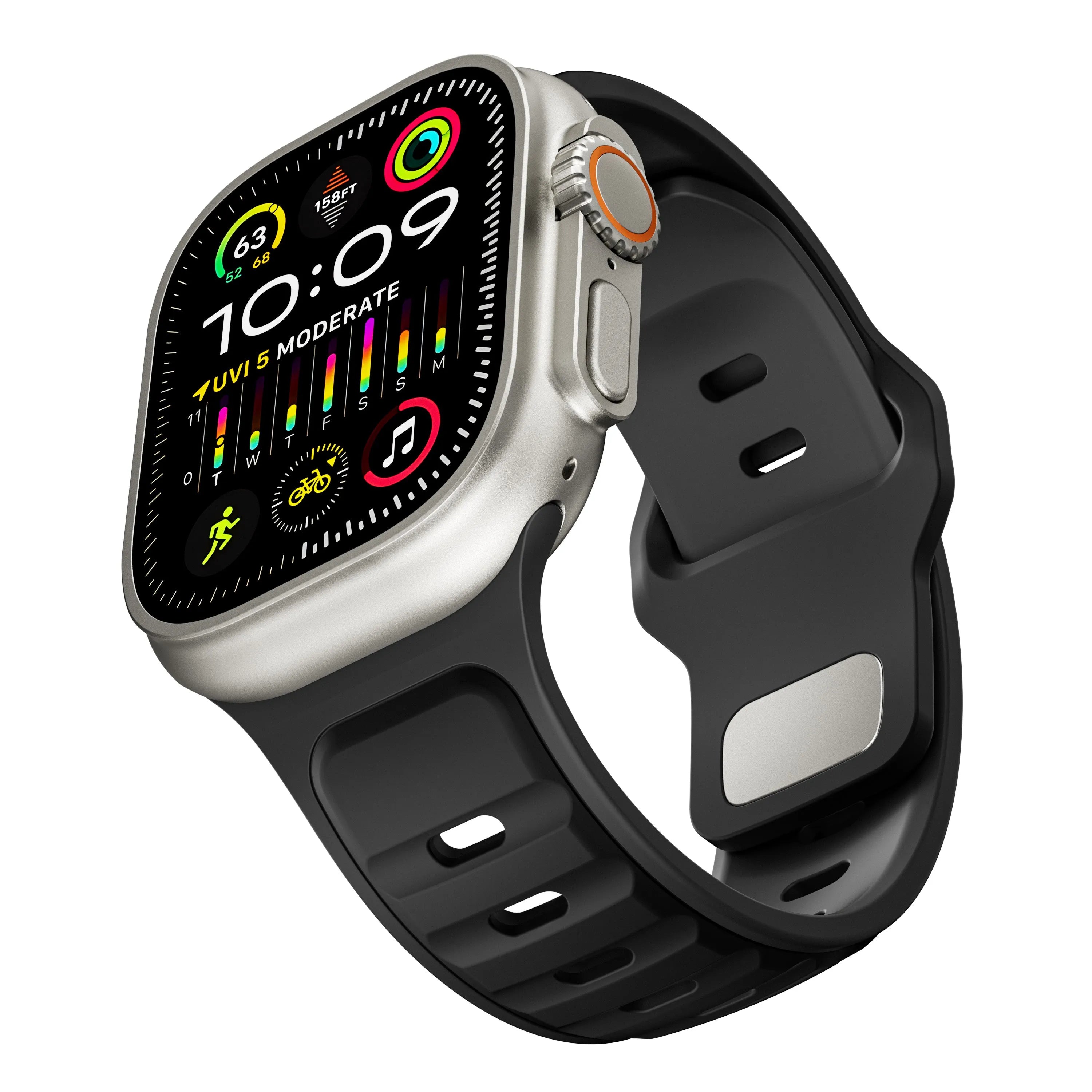 Apple Watch Premium Outdoor Silikonarmband (Schwarz/Schwarz)