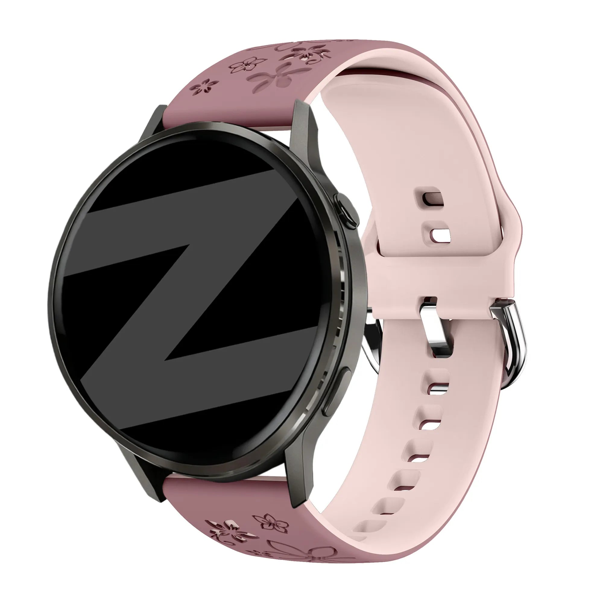 Bandz Garmin Forerunner 265s Silikonarmband 'Flowers' (Rauchiges Lila/Hellrosa)