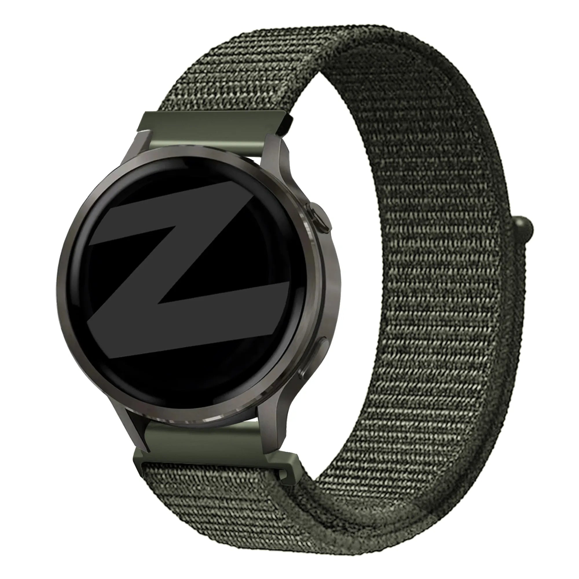 Bandz Garmin 18mm Nylon Loop Armband (Dunkelgrün)