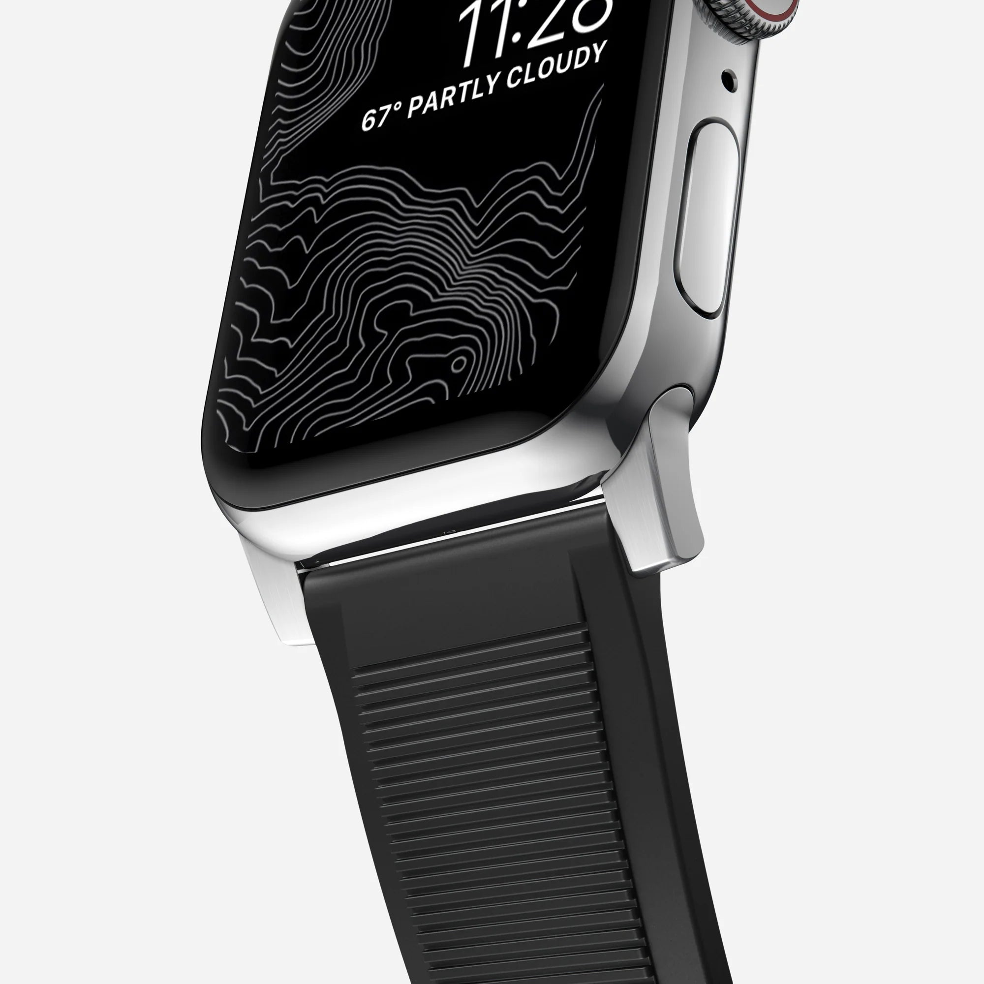 Nomad Rugged Apple Watch Silicone Strap (Black/Silver)