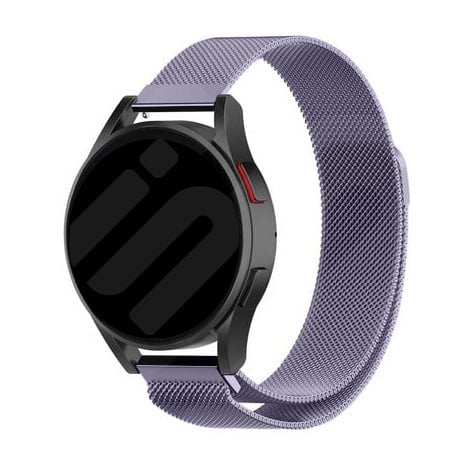 Milanese Strap, light purple, on a watch, 3/4 front view