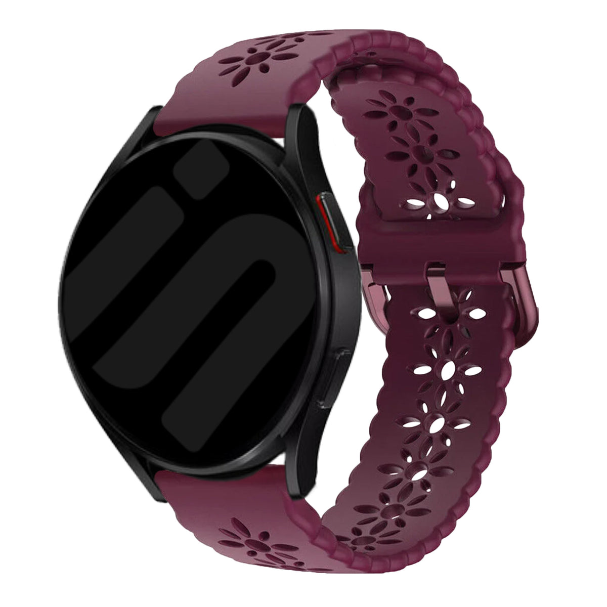 Patterned Silicone Strap, on a watch, 3/4 front view
