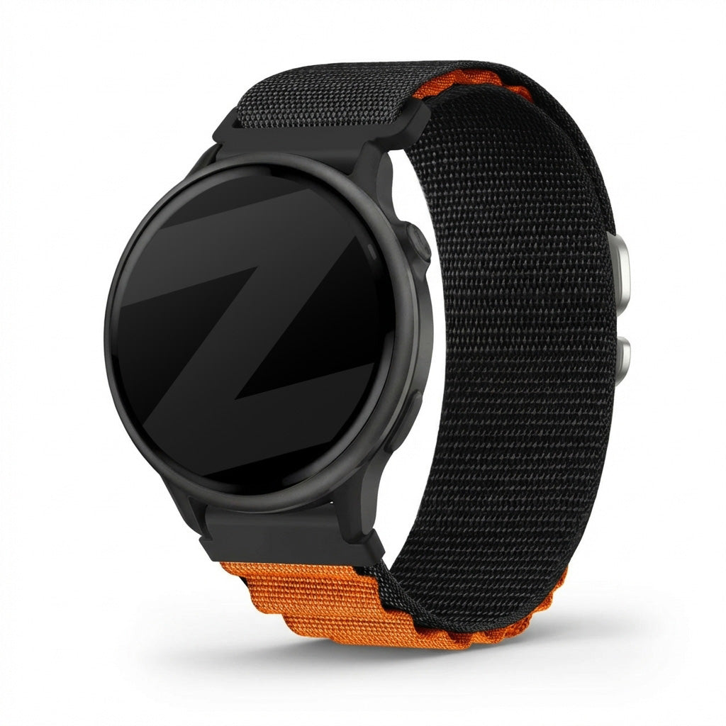 Bandz Garmin Vivoactive 6 Alpine Nylonarmband (Schwarz/Orange)