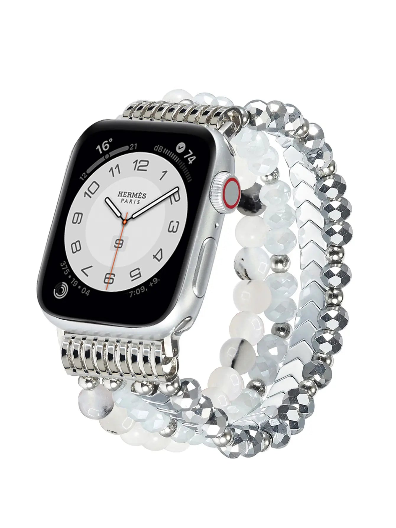 Apple Watch Schmuckarmband mit Perlen (Silber)