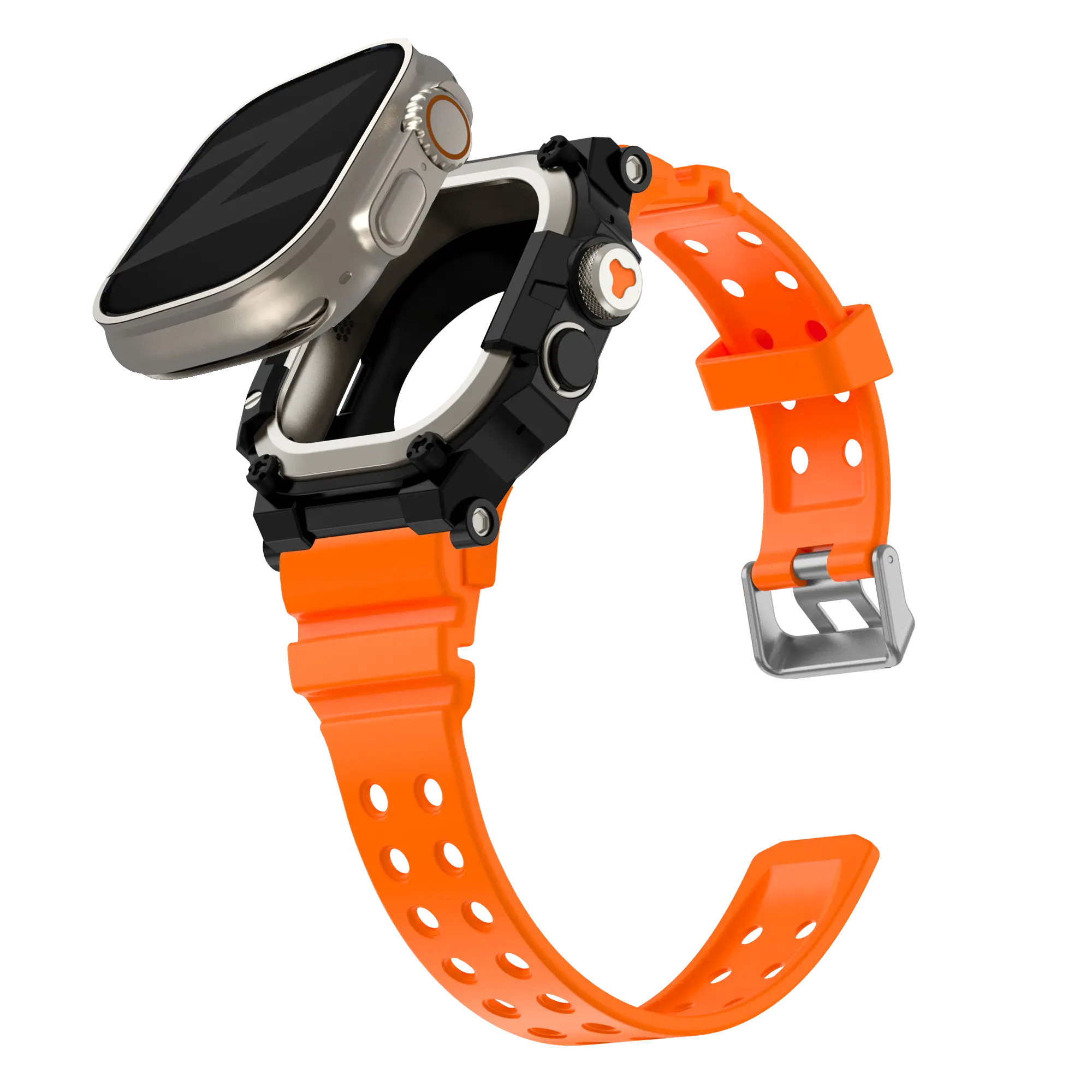 Bandz Apple Watch Ultra TPU Armband mit Case (Orange/Titan)