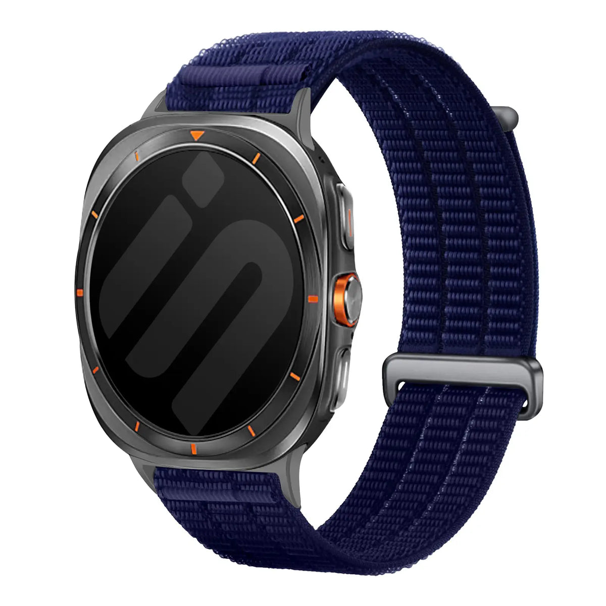 Nylon Air Strap, dark blue, on a watch, 3/4 front view