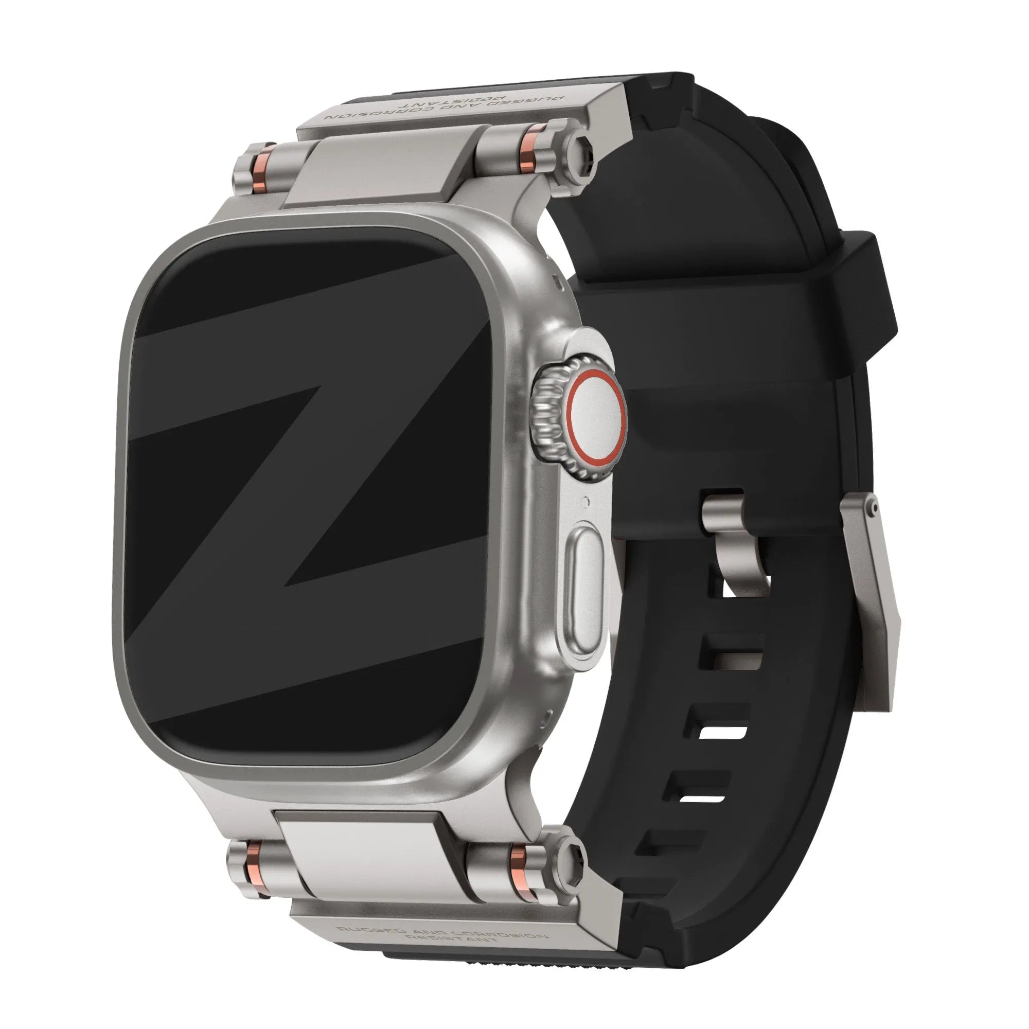 Bandz Apple Watch Silikonarmband 'Explorer' (Schwarz mit Titan)