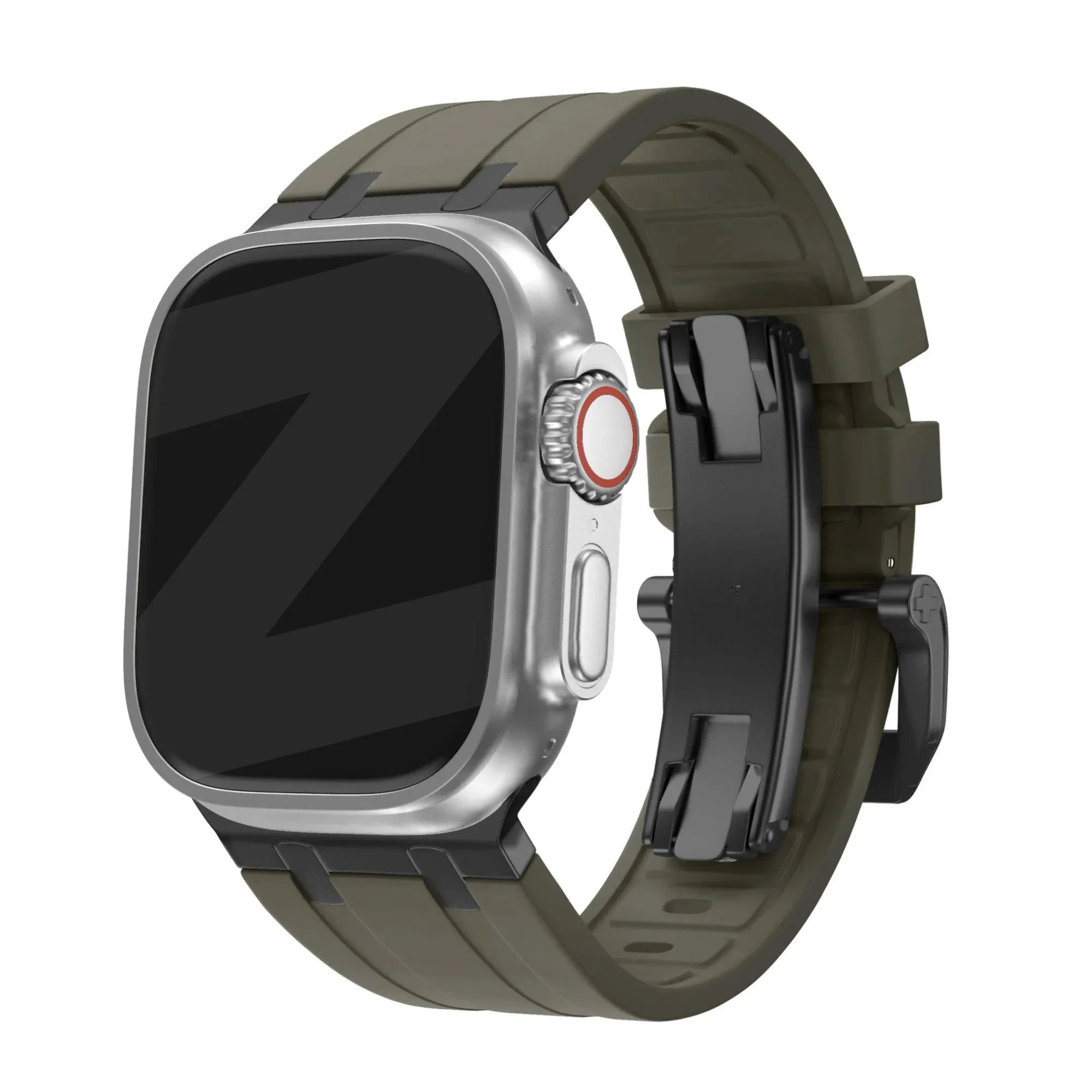 Bandz Apple Watch Silikonarmband 'Luxe Liquid' (Braun mit Schwarz)