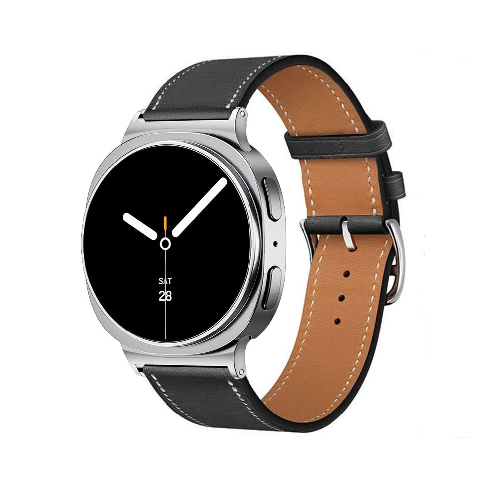 Samsung Galaxy Watch 8 Classic 'Klassisches' Lederarmband (Schwarz)