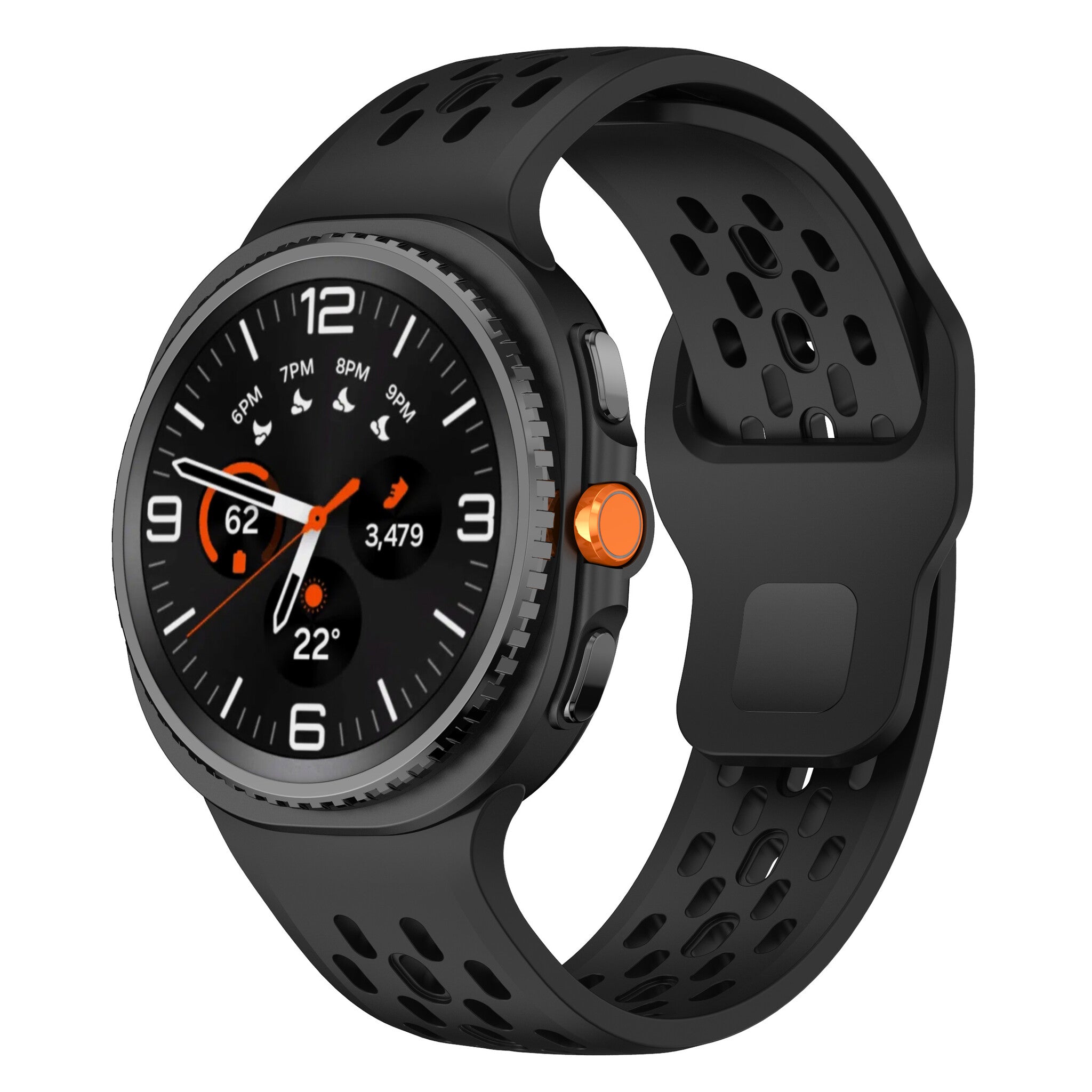 Samsung Galaxy Watch 8 - 44mm Silikonarmband mit Löchern (Schwarz)