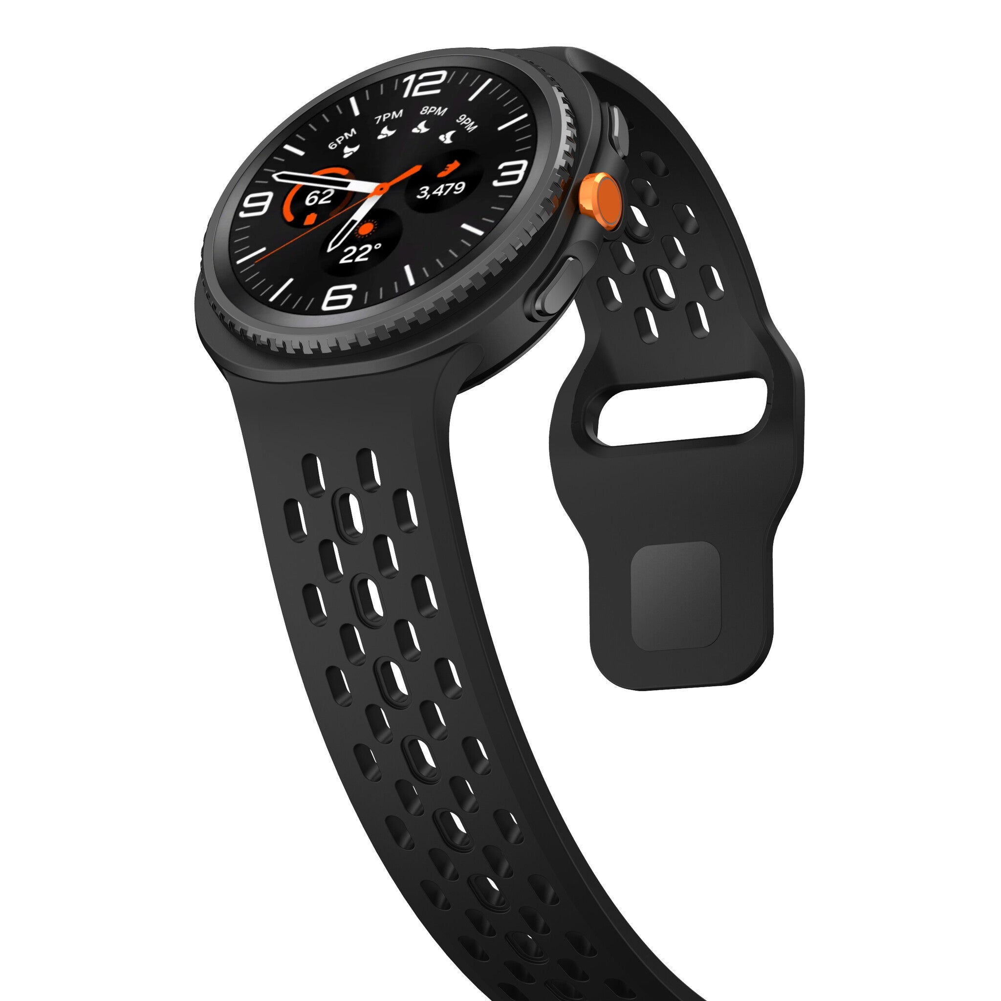 Samsung Galaxy Watch 8 - 44mm Silikonarmband mit Löchern (Schwarz)