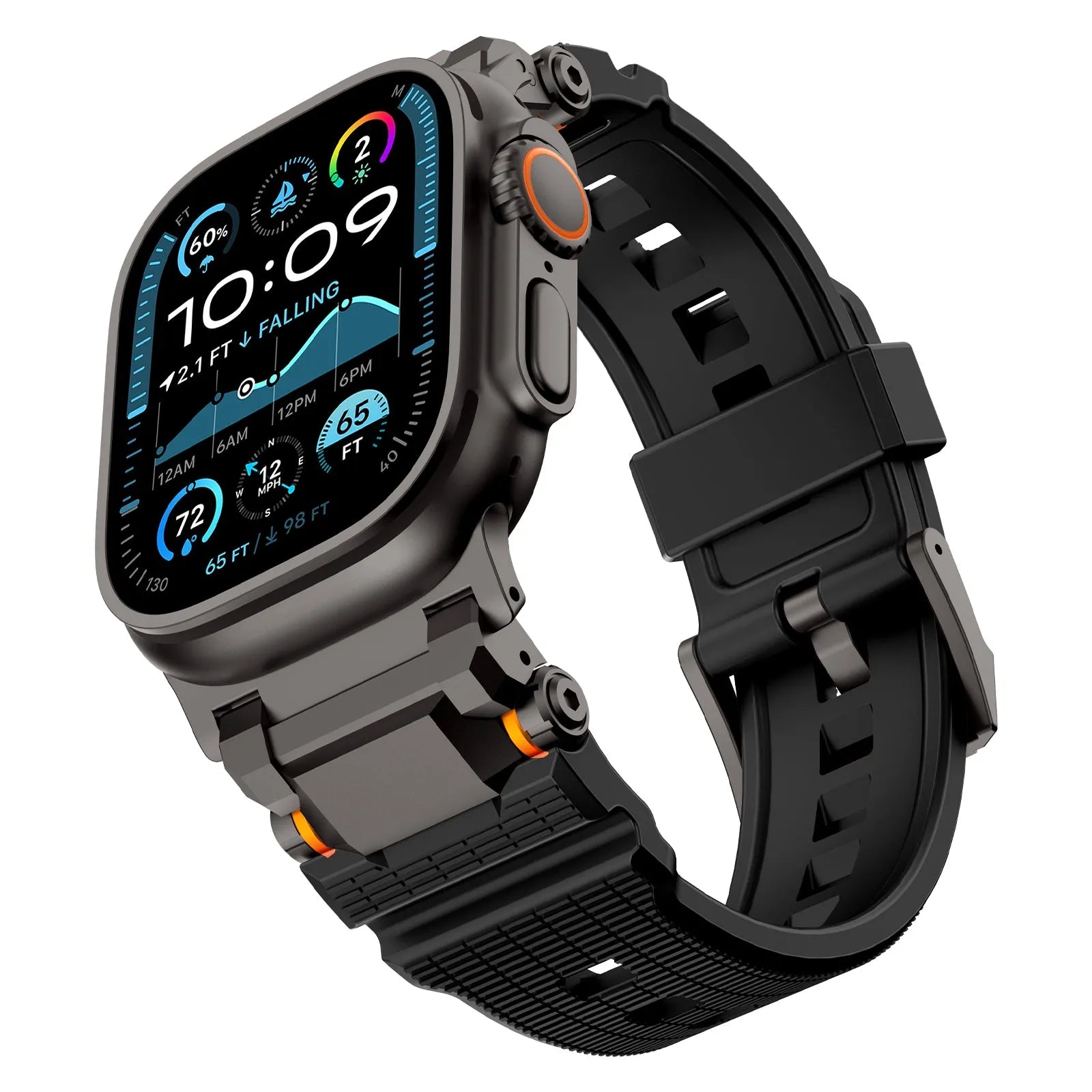 Apple Watch 'Adventurer' Silikonarmband (Schwarz mit Schwarz)