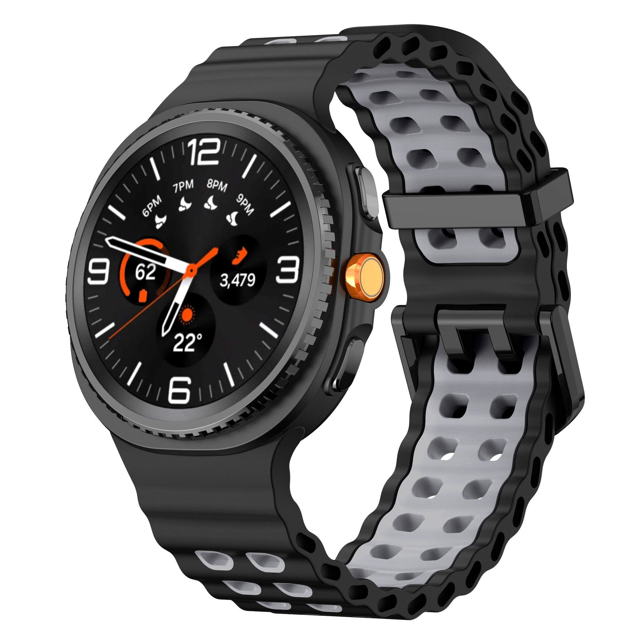 Samsung Galaxy Watch 8 Classic Ocean Armband (Schwarz/Grau)