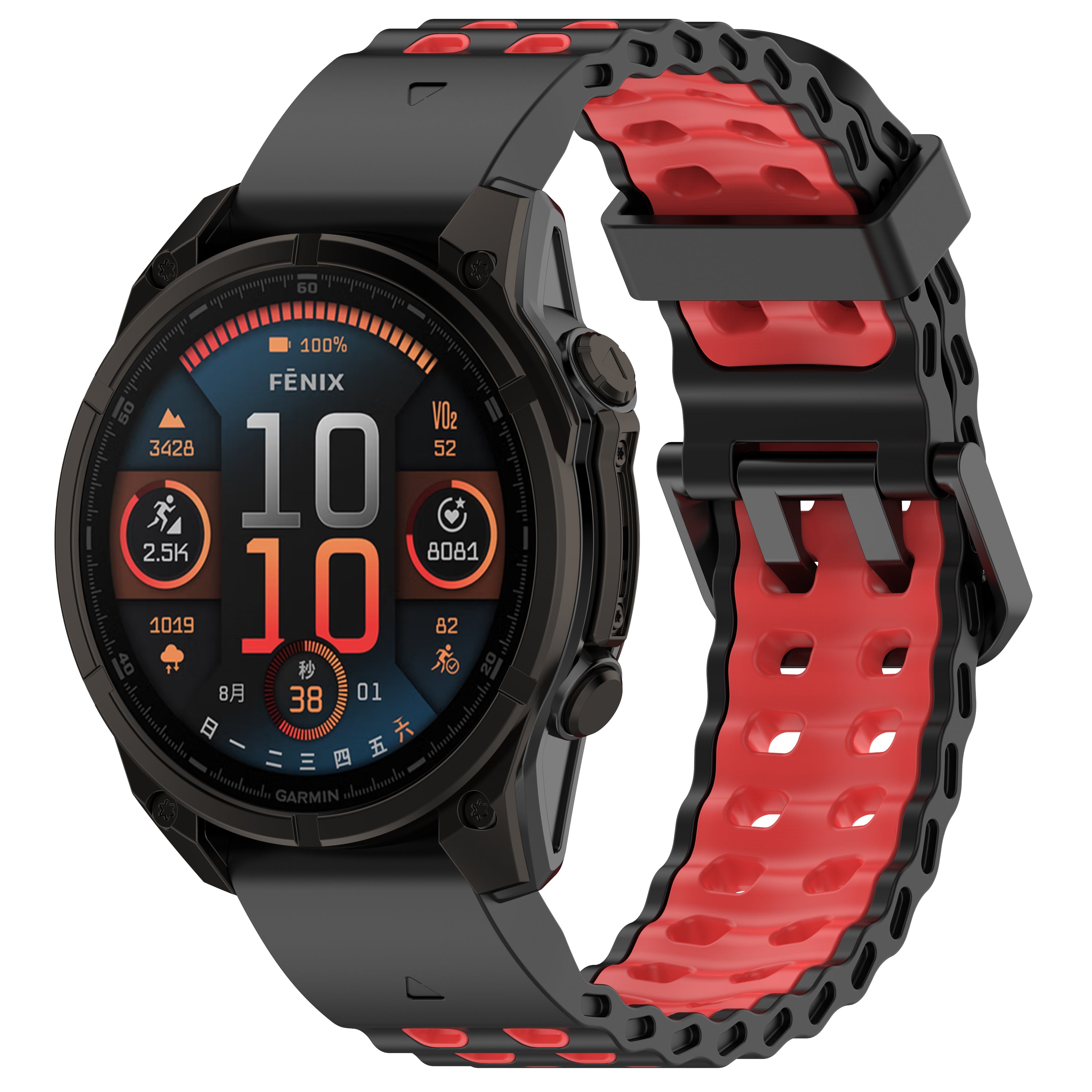 Garmin Tactix 7 Pro Wave Sport Strap (Black/Red)