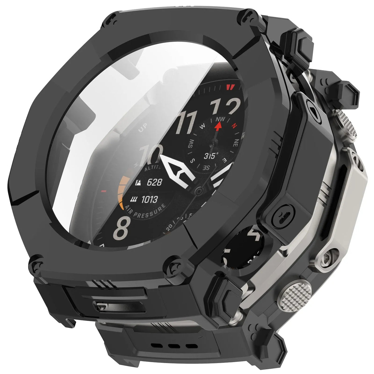 Amazfit T-Rex Ultra 2 PC Hülle mit Glas (Schwarz)