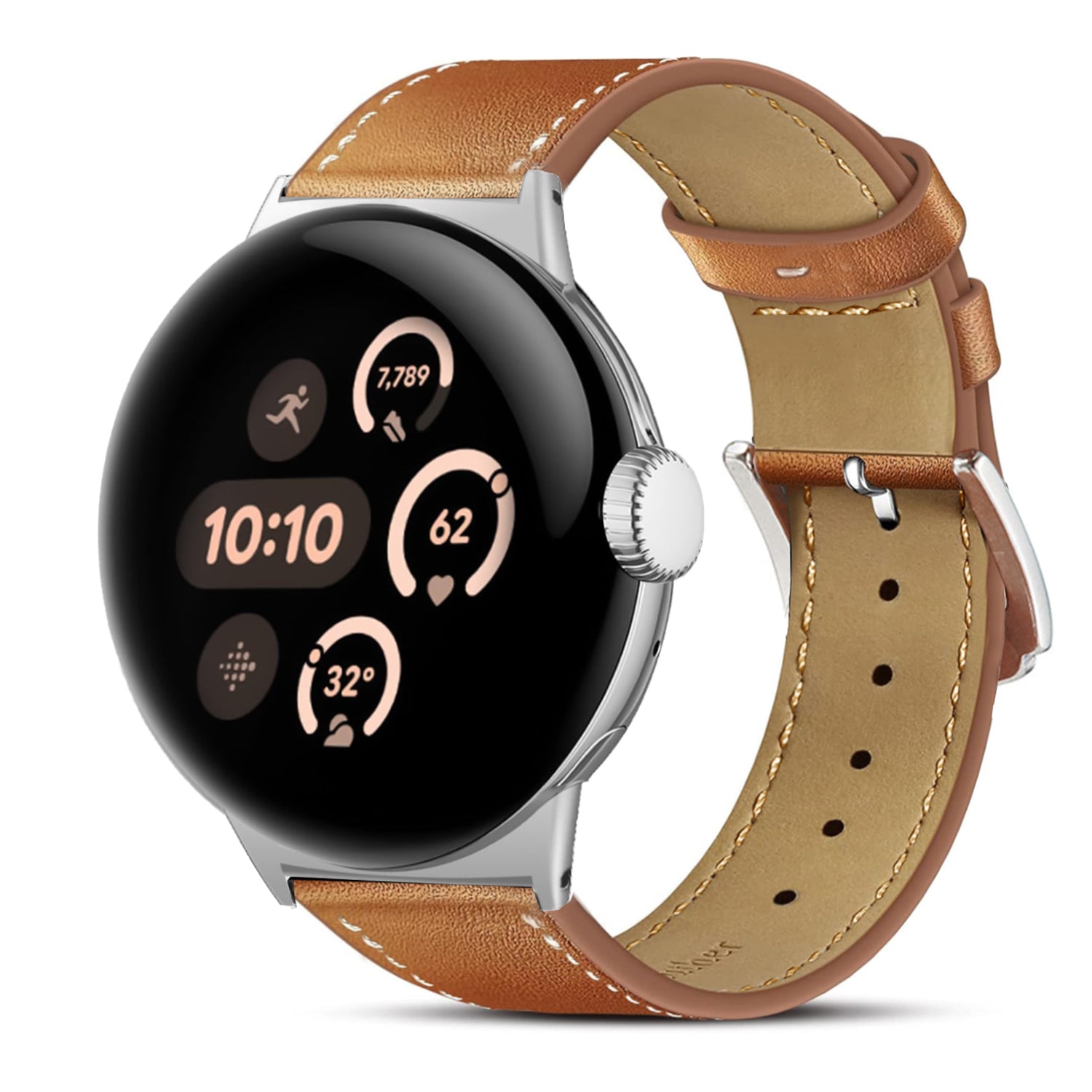 Google Pixel Watch 3 - 45mm Modernes Lederarmband (Braun)