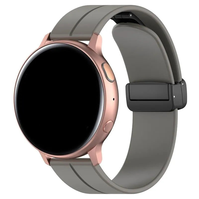 D-Buckle Silicone Strap, dark grey, on a watch, 3/4 front view