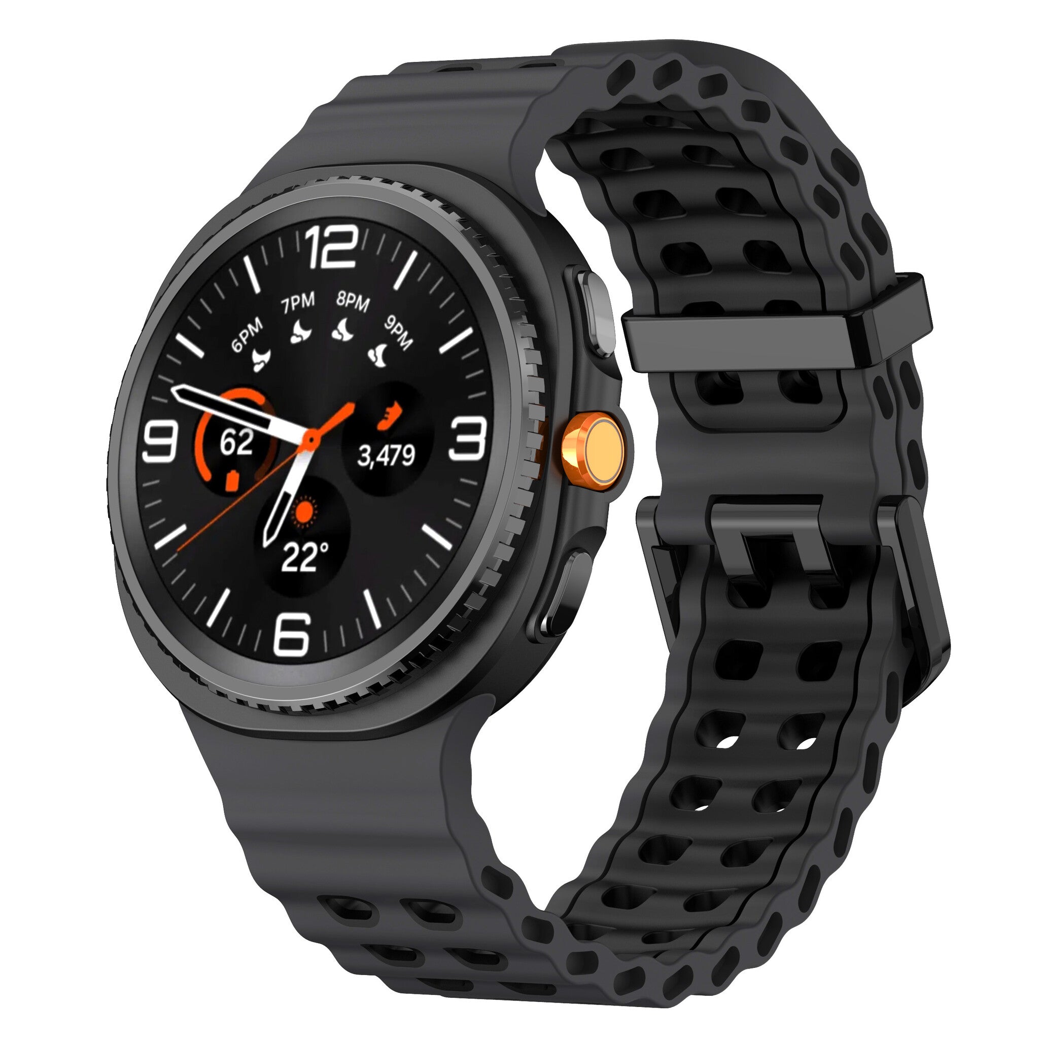 Samsung Galaxy Watch 9 - 44mm Ocean Armband (Dunkelgrau/Schwarz)