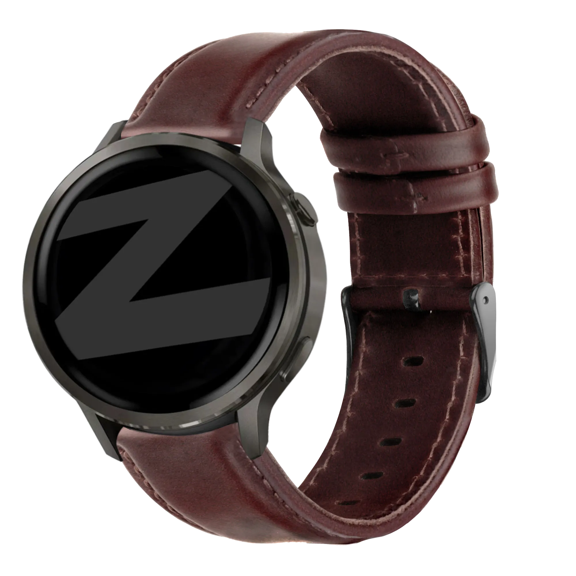 Bandz Garmin Venu 2 Lederarmband 'Classic' (Dunkel Braun)