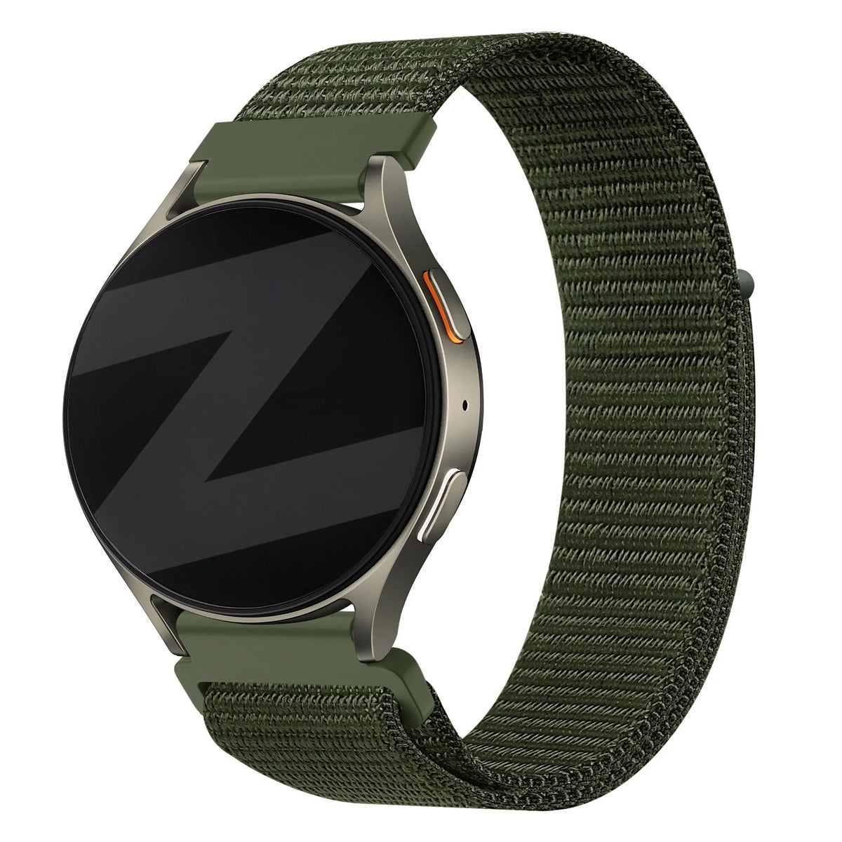 Nylon Strap 'Easy Fit', green, on a watch, 3/4 front view