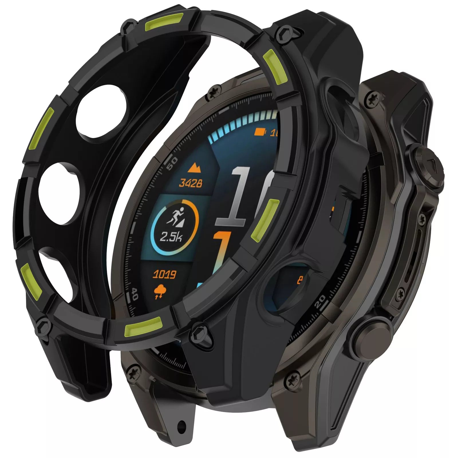 Garmin Fenix 8 - 47mm AMOLED robustes TPU Hülle (Schwarz/Grün)