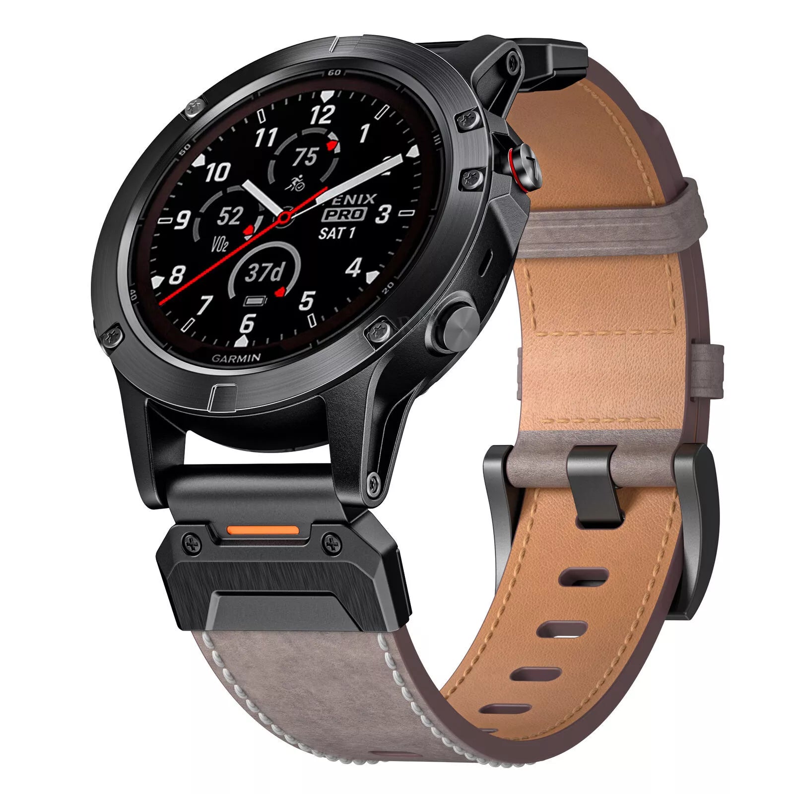Garmin Quatix 8 Pro - 47mm Echtes Lederarmband (Grau)