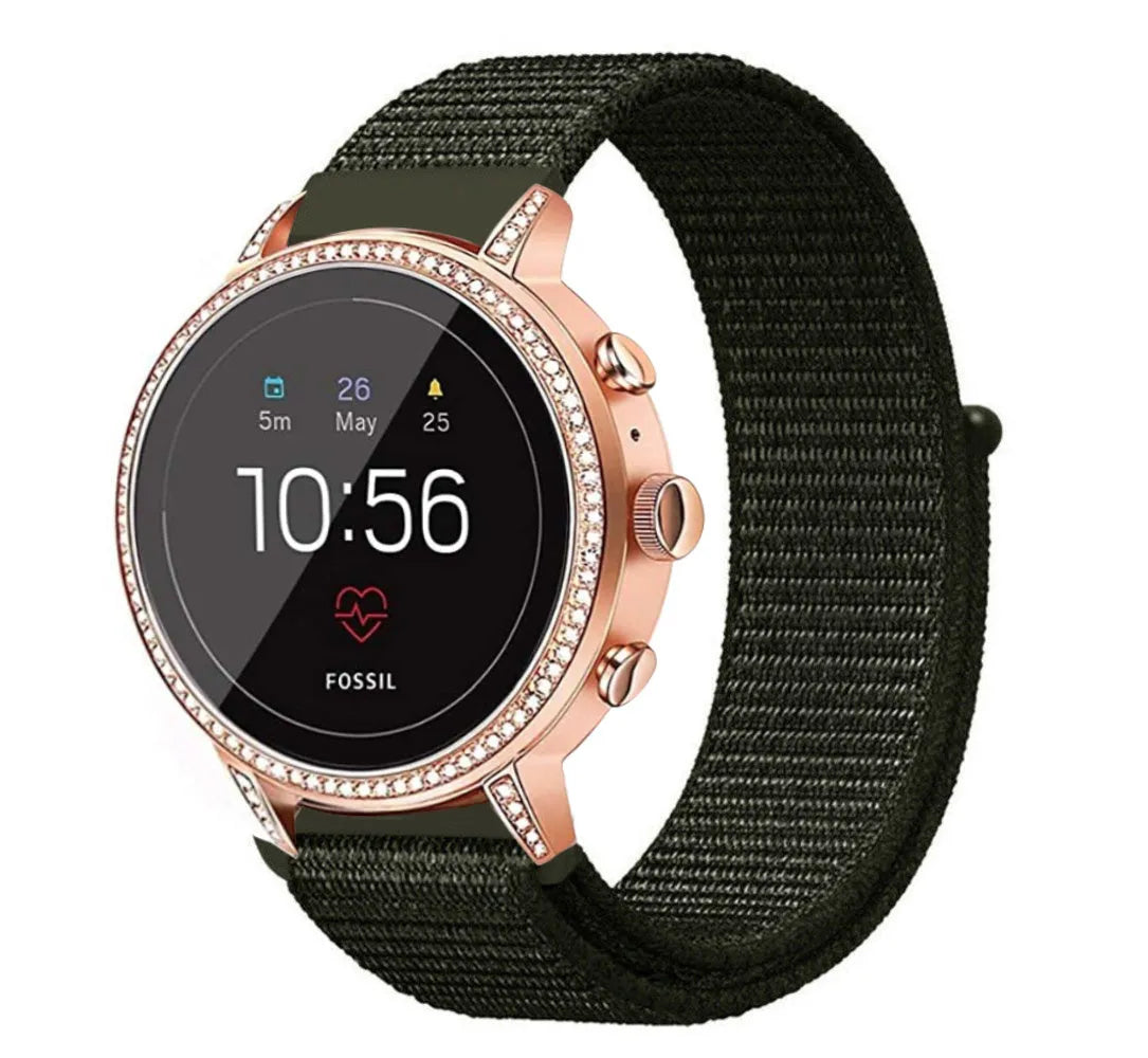 Fossil Gen 4 Venture (HR) Nylonarmband (Dunkel Grün)
