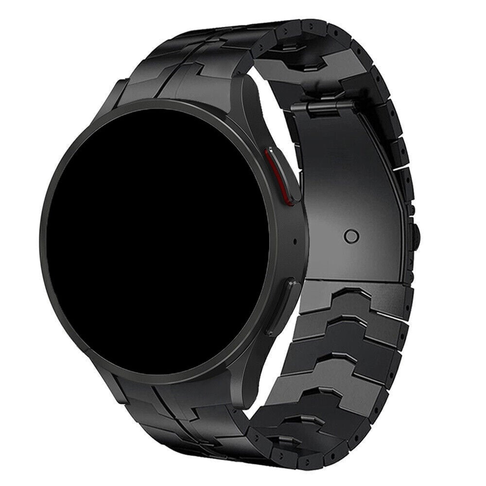 Steel Iron Strap, black, on a watch, 3/4 front view