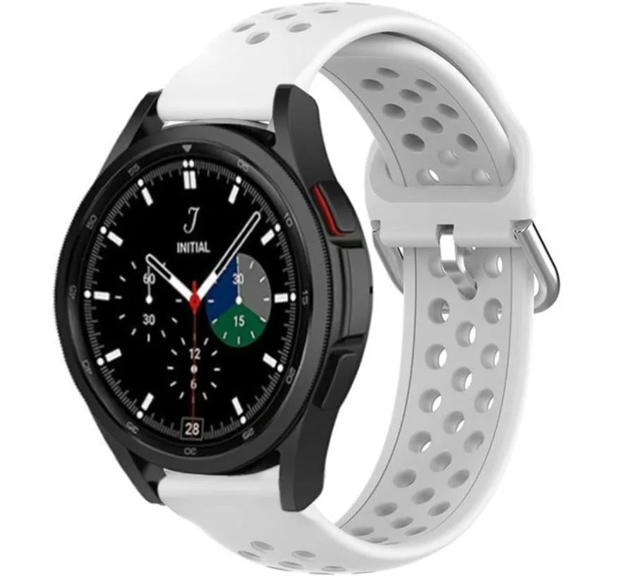 Breathable Silicone Strap, white, on a watch, 3/4 front view