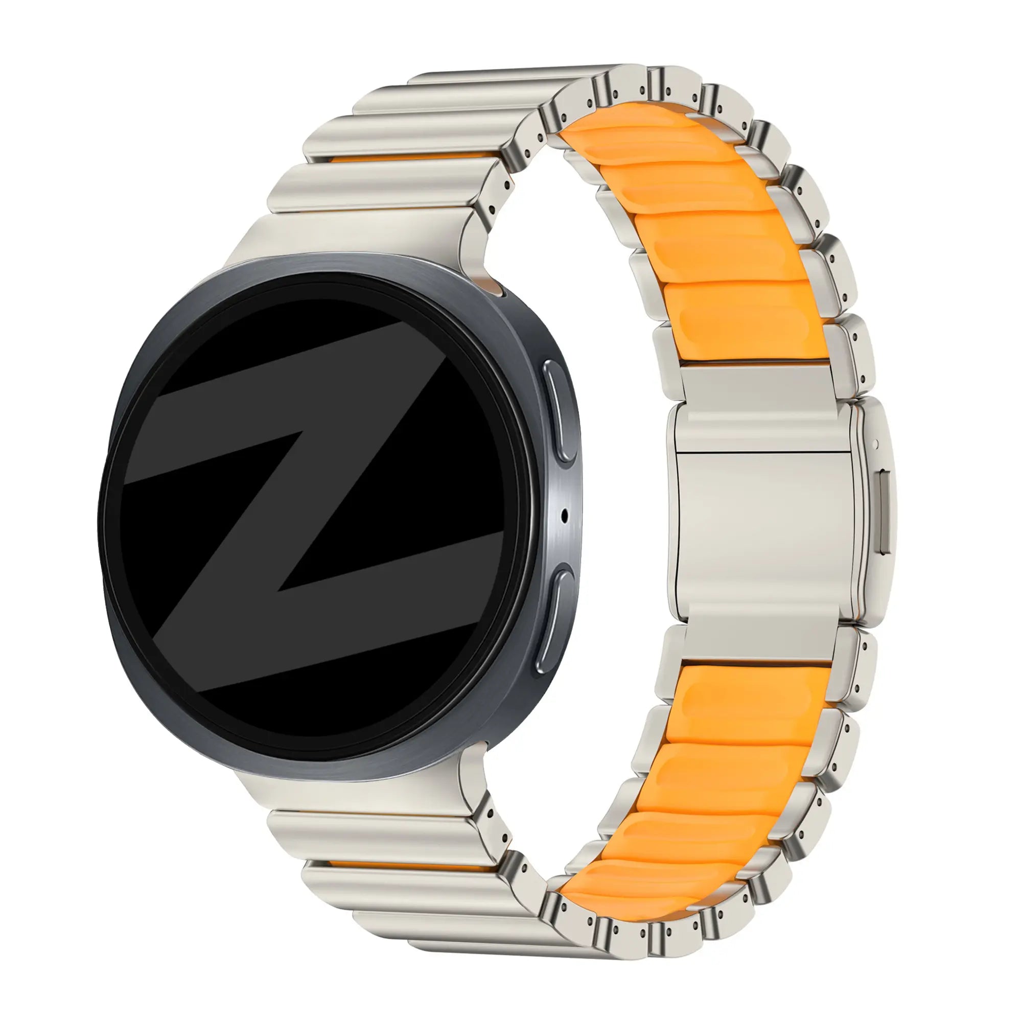 Bandz Samsung Galaxy Watch 9 - 44mm Titanarmband 'Hybrid' (Titan/Orange)