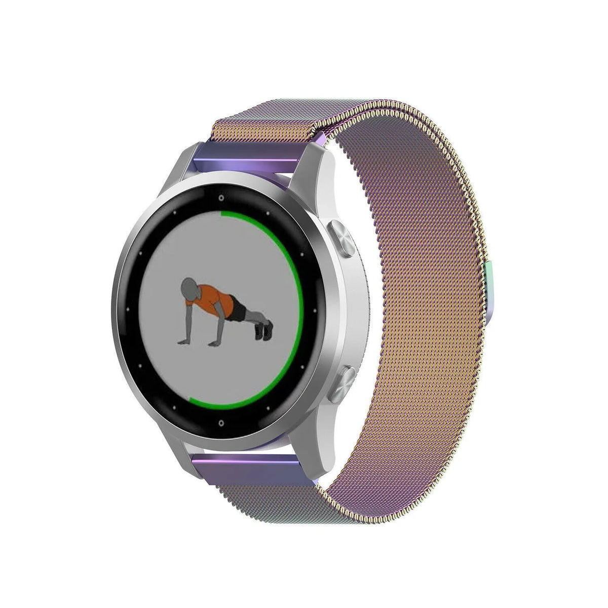 Milanese Strap, on a watch, 3/4 front view