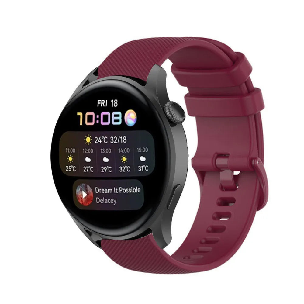 Premium Silicone Strap, on a watch, 3/4 front view