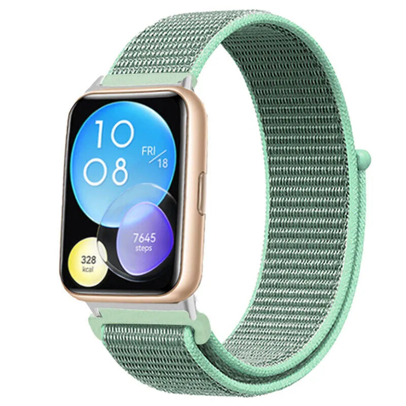 Nylon Strap, mint, on a watch, 3/4 front view