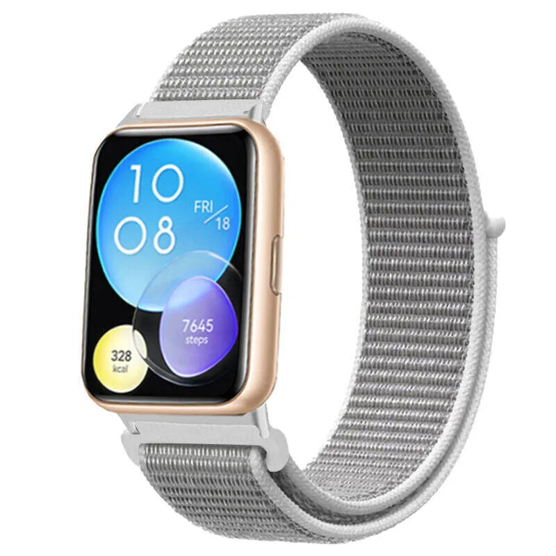 Nylon Strap, grey, on a watch, 3/4 front view