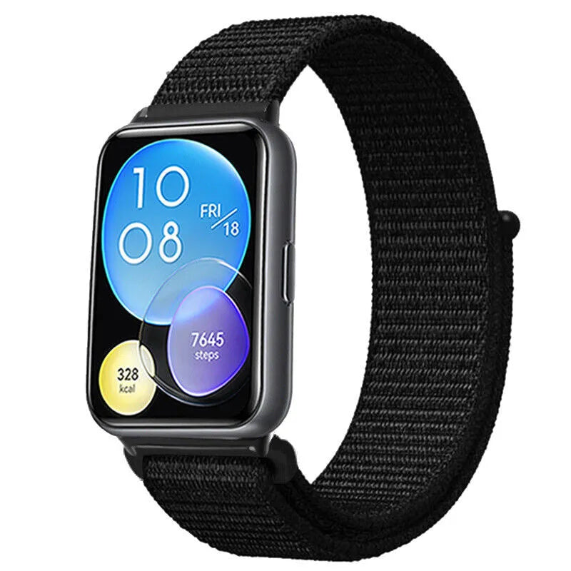 Nylon Strap, black, on a watch, 3/4 front view