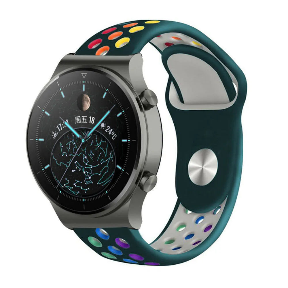 Silicone Sport Strap, on a watch, 3/4 front view