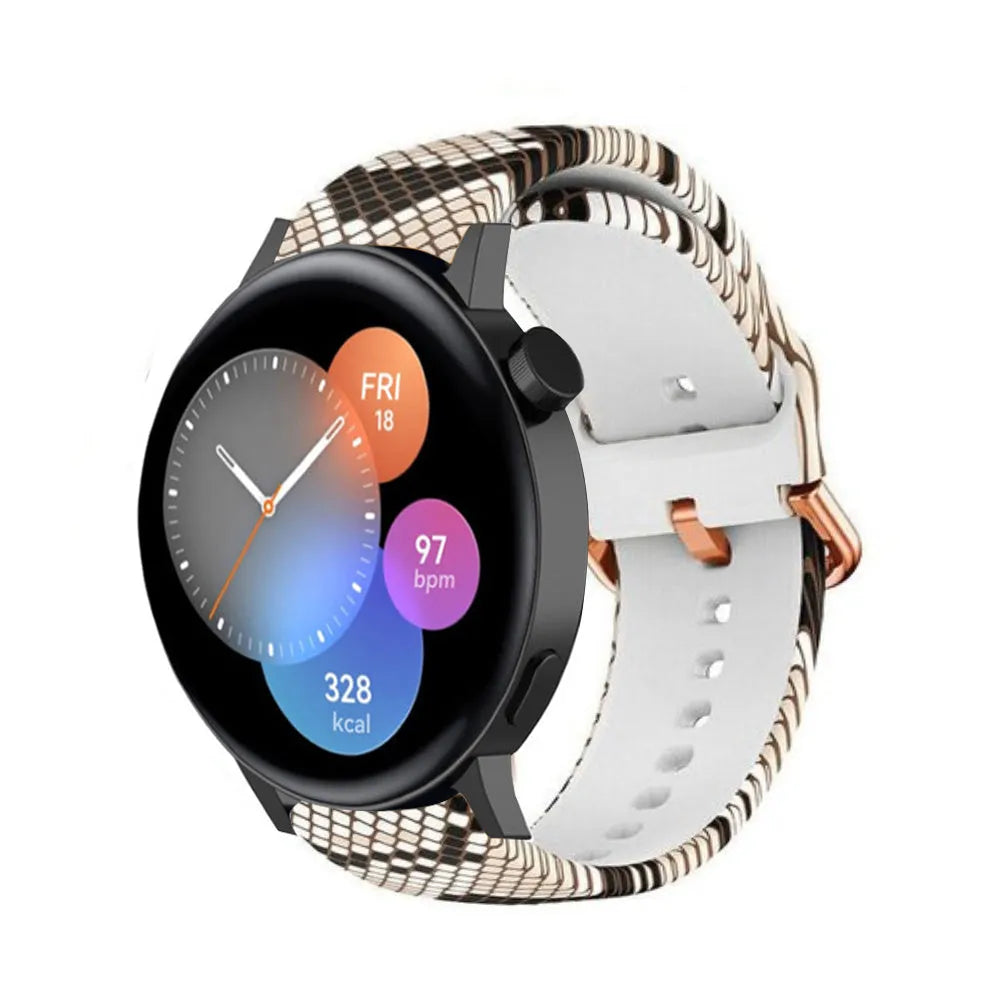 Print Silicone Strap, on a watch, 3/4 front view