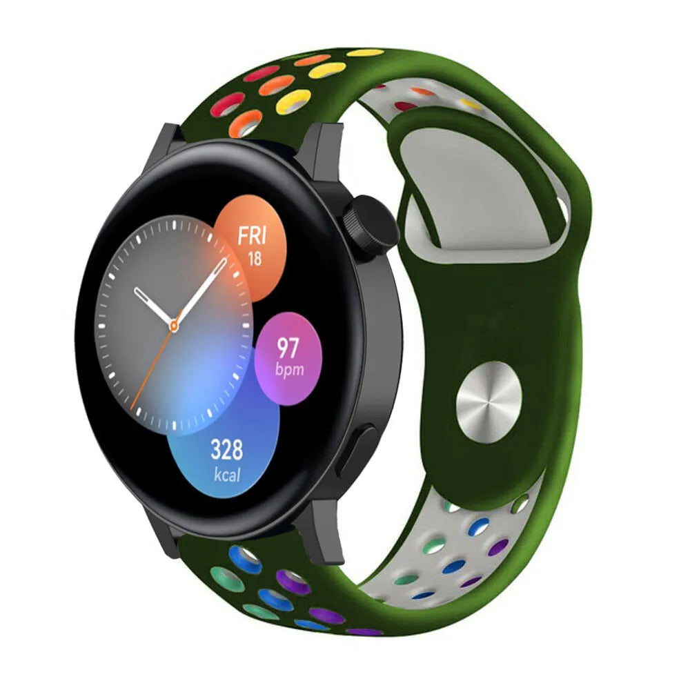 Silicone Sport Strap, on a watch, 3/4 front view