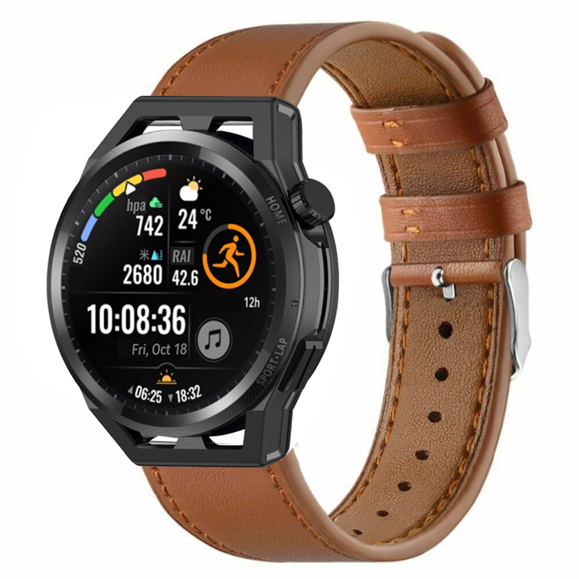 Huawei Watch GT Runner Lederarmband (glattes Braun)