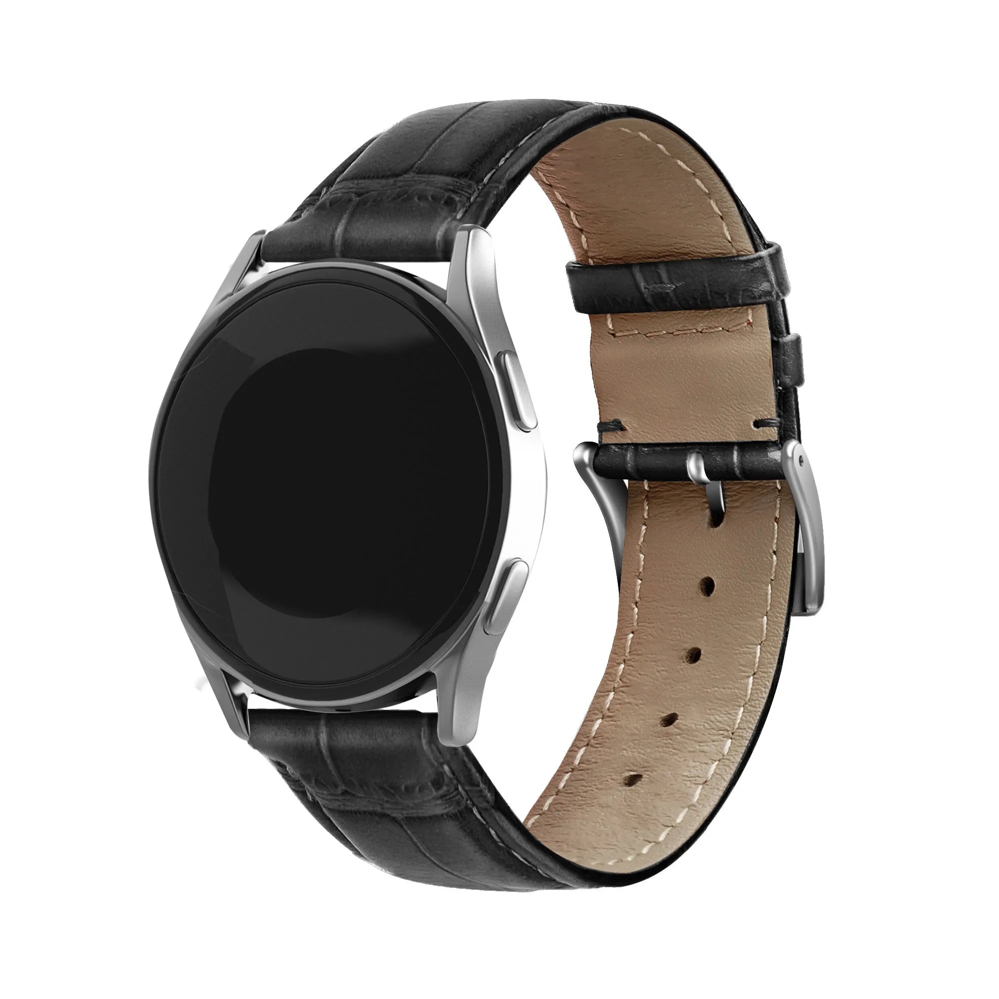 Oppo Watch S Gebürstetes Lederarmband Krokodilprägung (Schwarz)