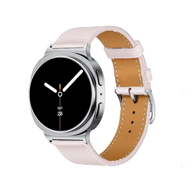 Samsung Galaxy Watch 8 Classic 'Klassisches' Lederarmband (Rosa)