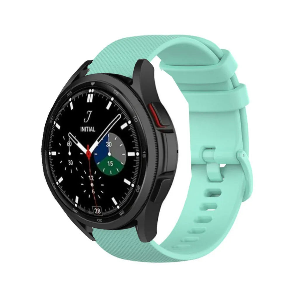 Premium Silicone Strap, aqua, on a watch, 3/4 front view