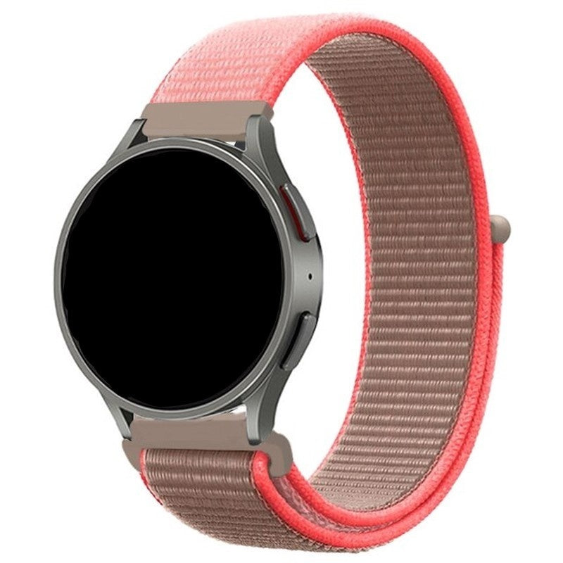 Nylon Strap, neon pink, on a watch, 3/4 front view