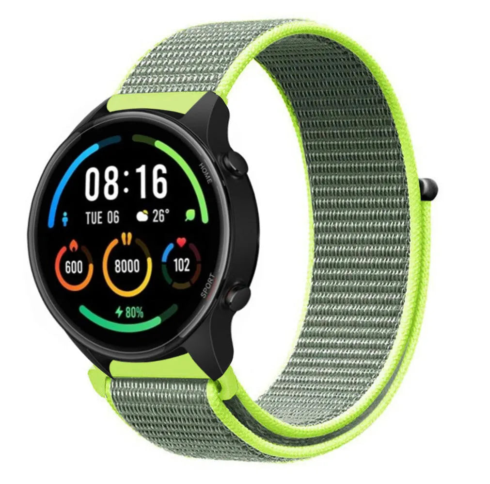 Nylon Strap, fluorescent, on a watch, 3/4 front view